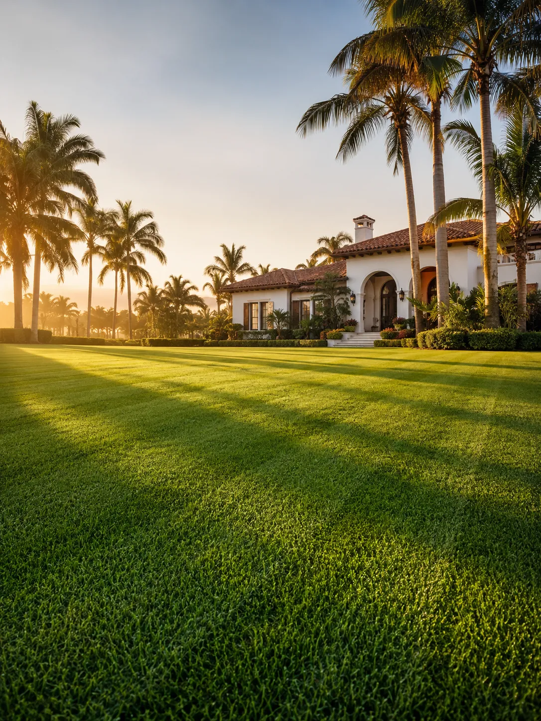 Freshly mowed Florida lawn